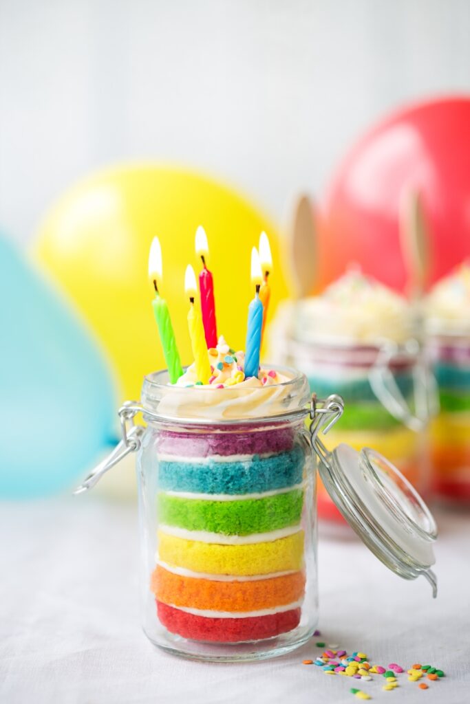 New Year Rainbow Cake In A Jar