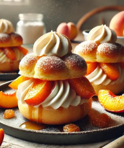 Roasted Peach Cream Puffs