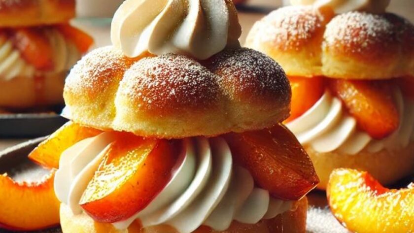 Roasted Peach Cream Puffs