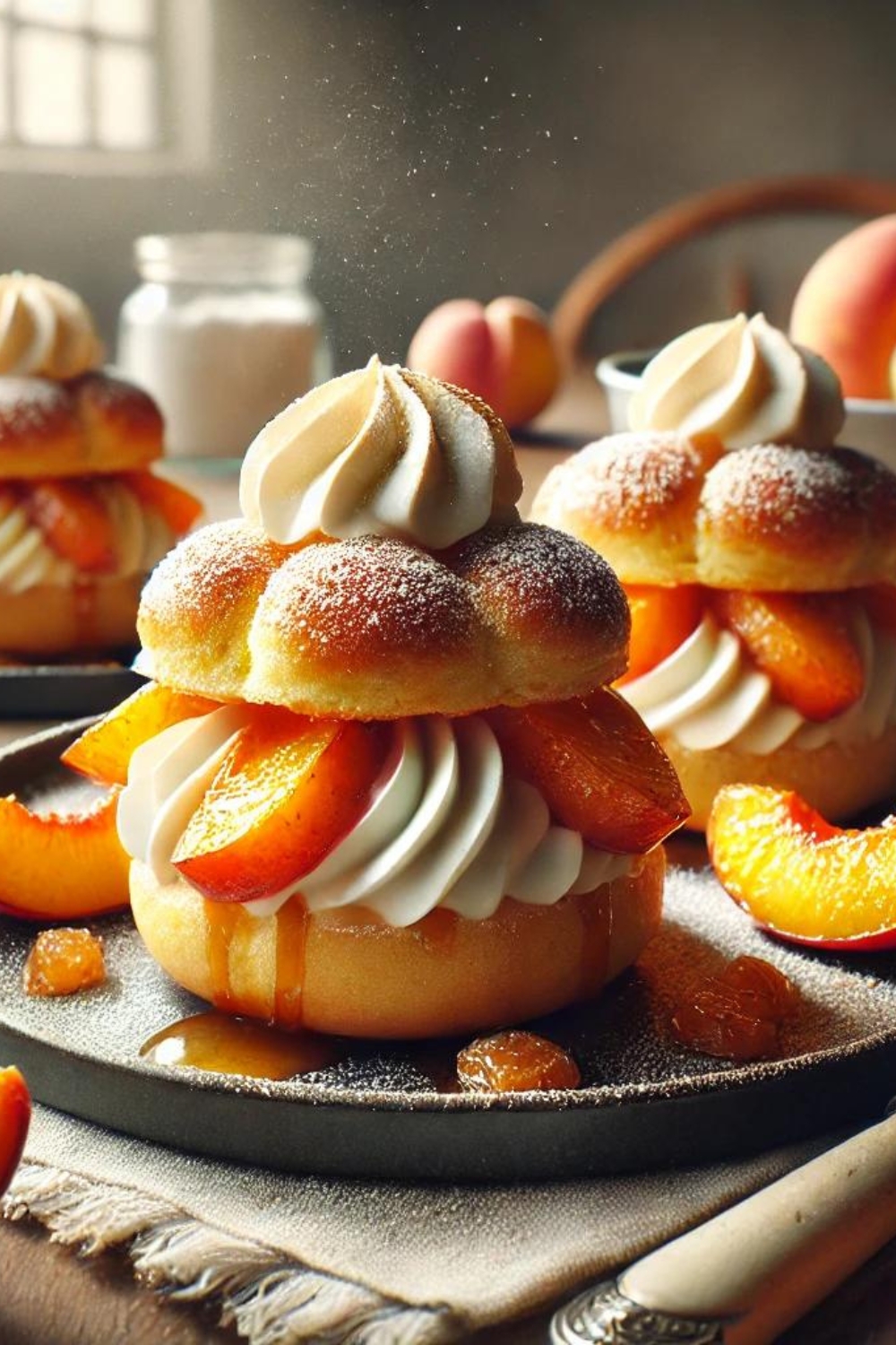 Roasted Peach Cream Puffs