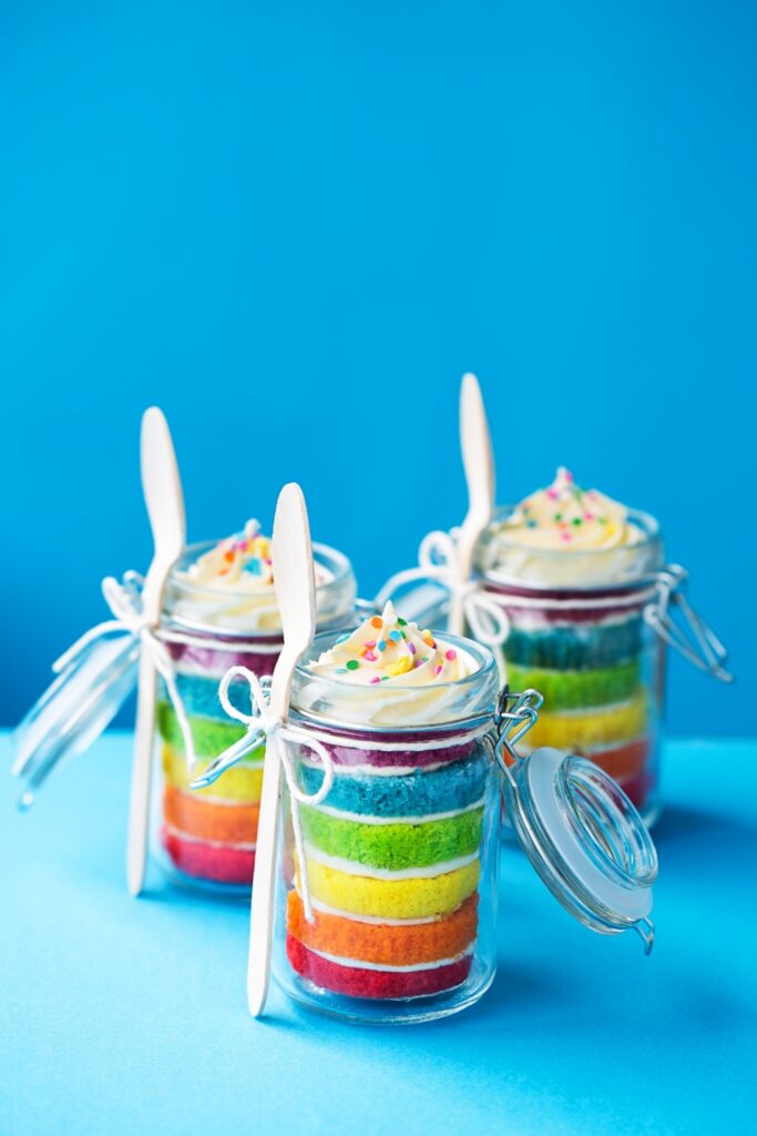 New Year Rainbow Cake In A Jar