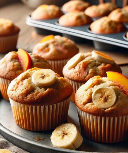 Banana And Peach Muffins