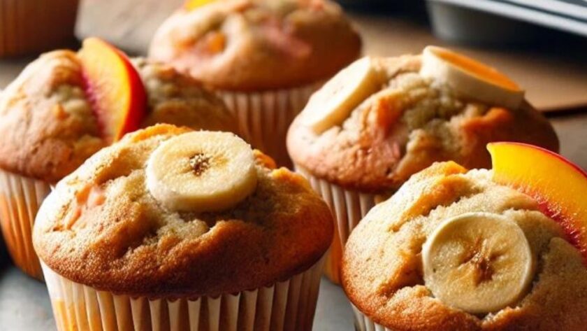 Banana And Peach Muffins