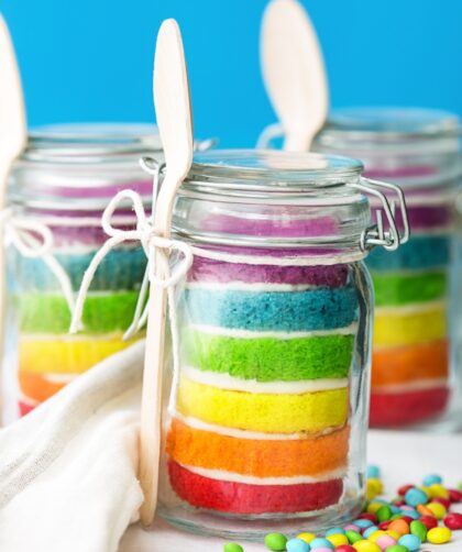 New Year Rainbow Cake In A Jar