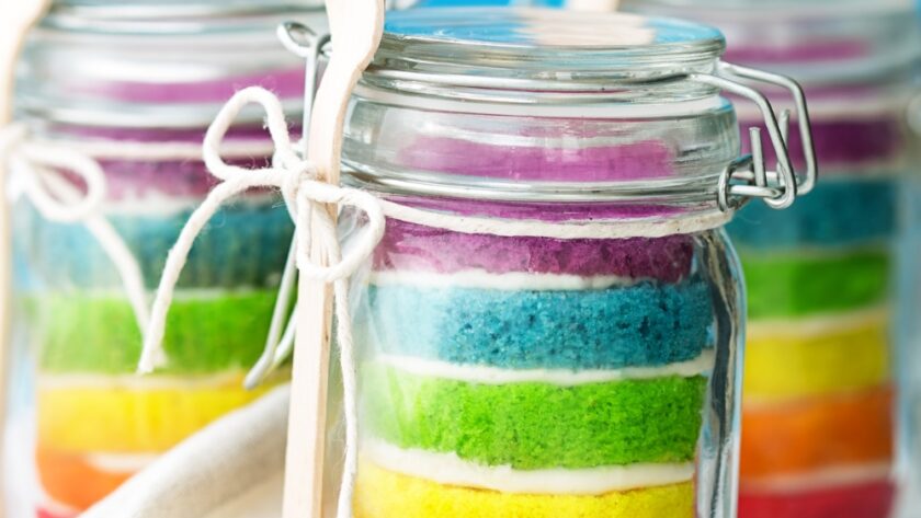 New Year Rainbow Cake In A Jar