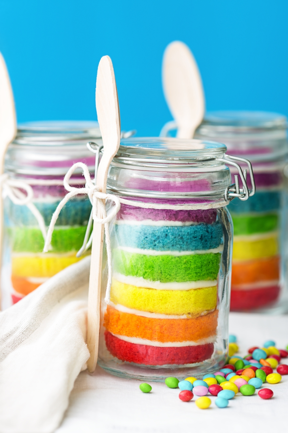 New Year Rainbow Cake In A Jar