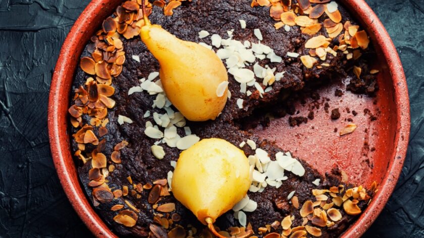 Chocolate Nuts Pear Cake Recipe