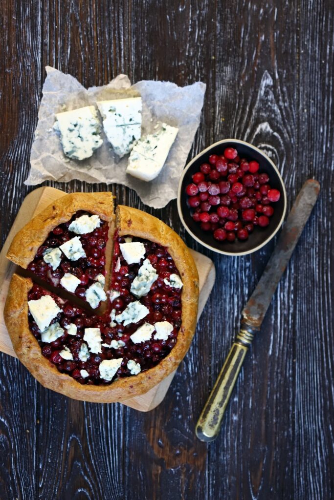 Homemade Galette With Cranberries And Blue Cheese