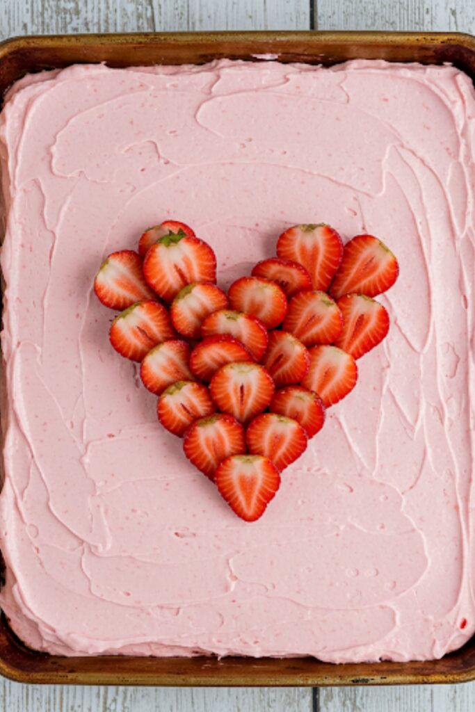 Valentine Day Strawberries and Rosé Sheet Cake