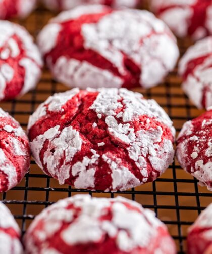 Valentine Day Red Velvet Crinkle Cookies Recipe