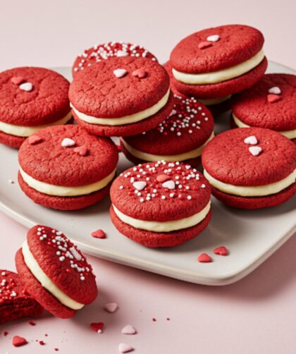 Valentine Day Red Velvet Sandwich Cookies