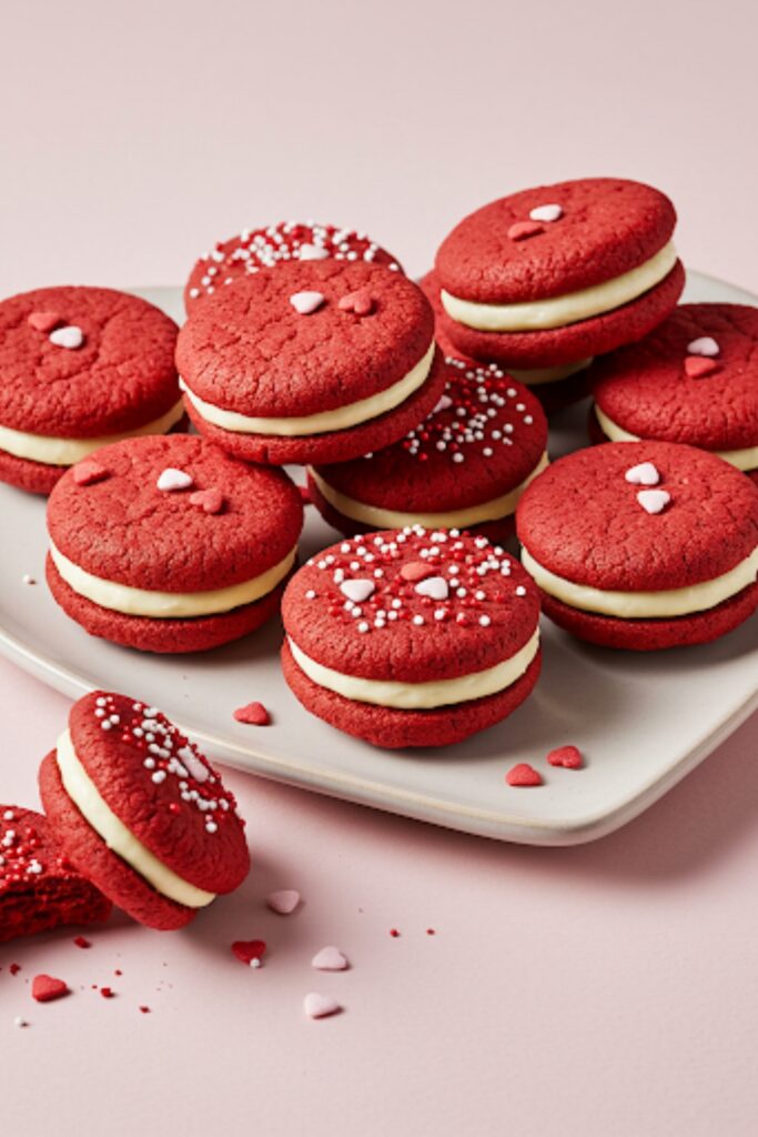 Valentine Day Red Velvet Sandwich Cookies