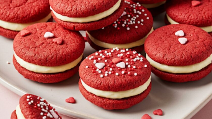 Valentine Day Red Velvet Sandwich Cookies