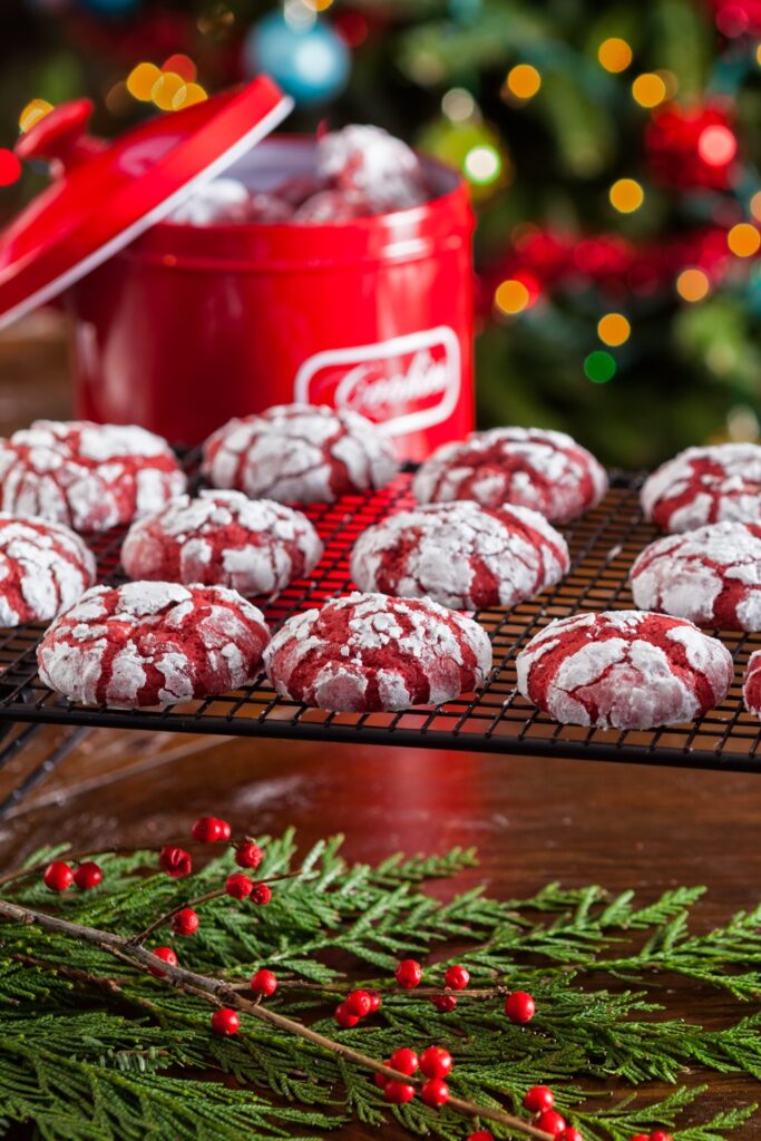 Valentine Day Red Velvet Crinkle Cookies Recipe