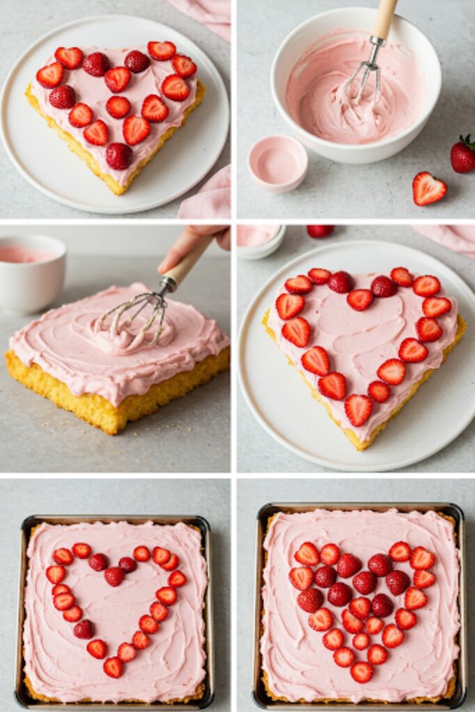 Valentine Day Strawberries and Rosé Sheet Cake 