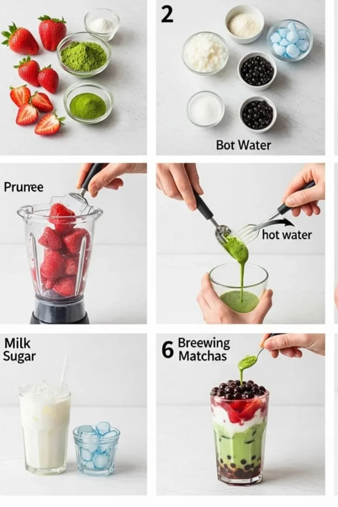 Strawberry Matcha Boba