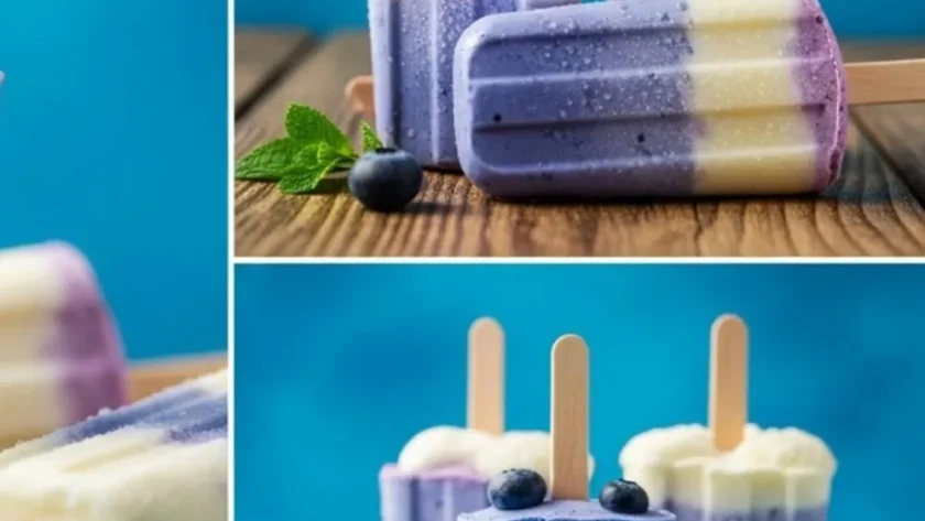 Creamy Layered Blueberry Ice Pops