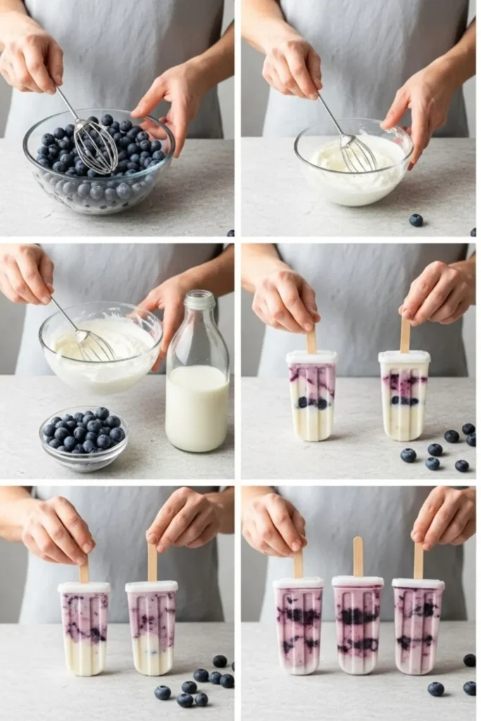 Creamy Layered Blueberry Ice Pops