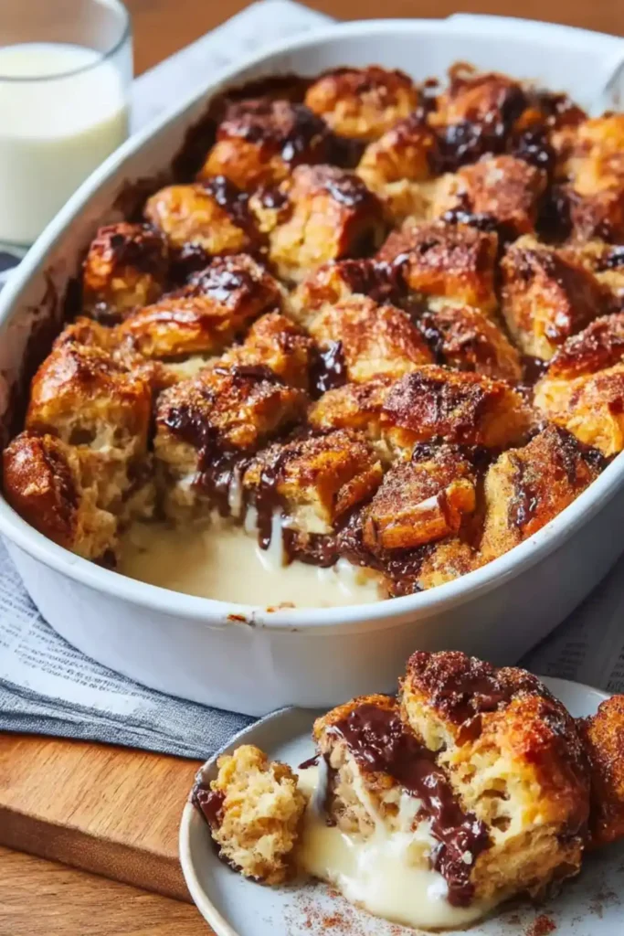 Chocolate Croissant Bread Pudding with Bourbon Ice Cream Sauce Recipe