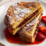 Chocolate Mascarpone Stuffed French Toast with Strawberry Syrup Recipe