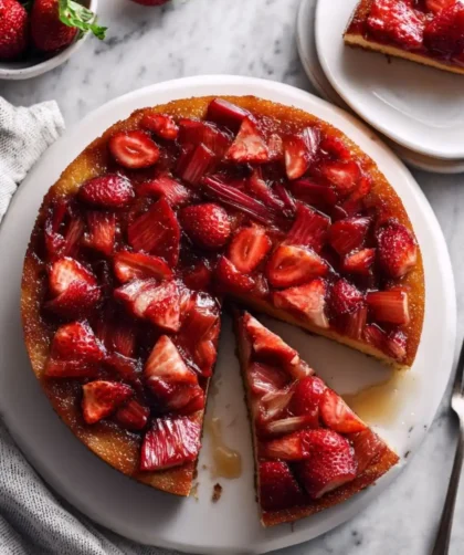 Pioneer Woman Strawberry Rhubarb Upside Down Cake