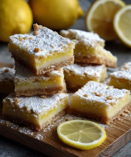 Pioneer Woman Lemon Bars Recipe The filling comes together in one bowl: whisk sugar and flour, crack in eggs, add your lemon zest and juice. The flour in the filling helps set it properly so it's neither runny nor rubbery. The two-hour chill is non-negotiable. It firms everything up so you get clean cuts. Dust powdered sugar on top right before serving for that fresh, bright finish. Use a 13-by-9-inch pan for thinner bars or an 8-by-10 if you want them thicker.