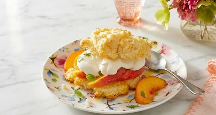Pioneer Woman Peaches and Cream Shortcake with Basil