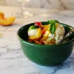 Pioneer Woman Vanilla Ice Cream With Basil-Peach Topping