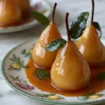 Poached Pears with Apricot Sauce